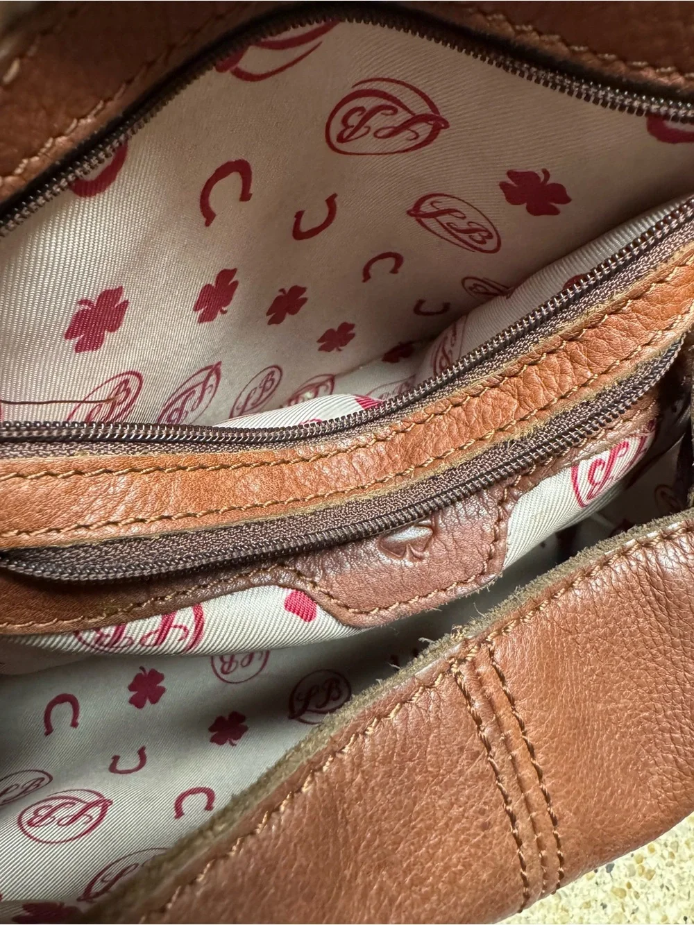 Lucky Brand Brown Leather Studded Crossbody Bag